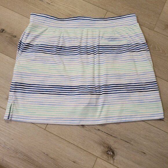 Womes White Blue Green Striped IZOD Golf Skirt Short Skort Sz Large - Picture 4 of 4
